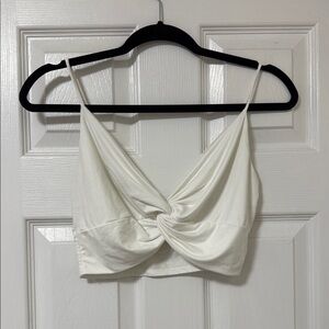 White Twist Front Crop Top & Skirt Set